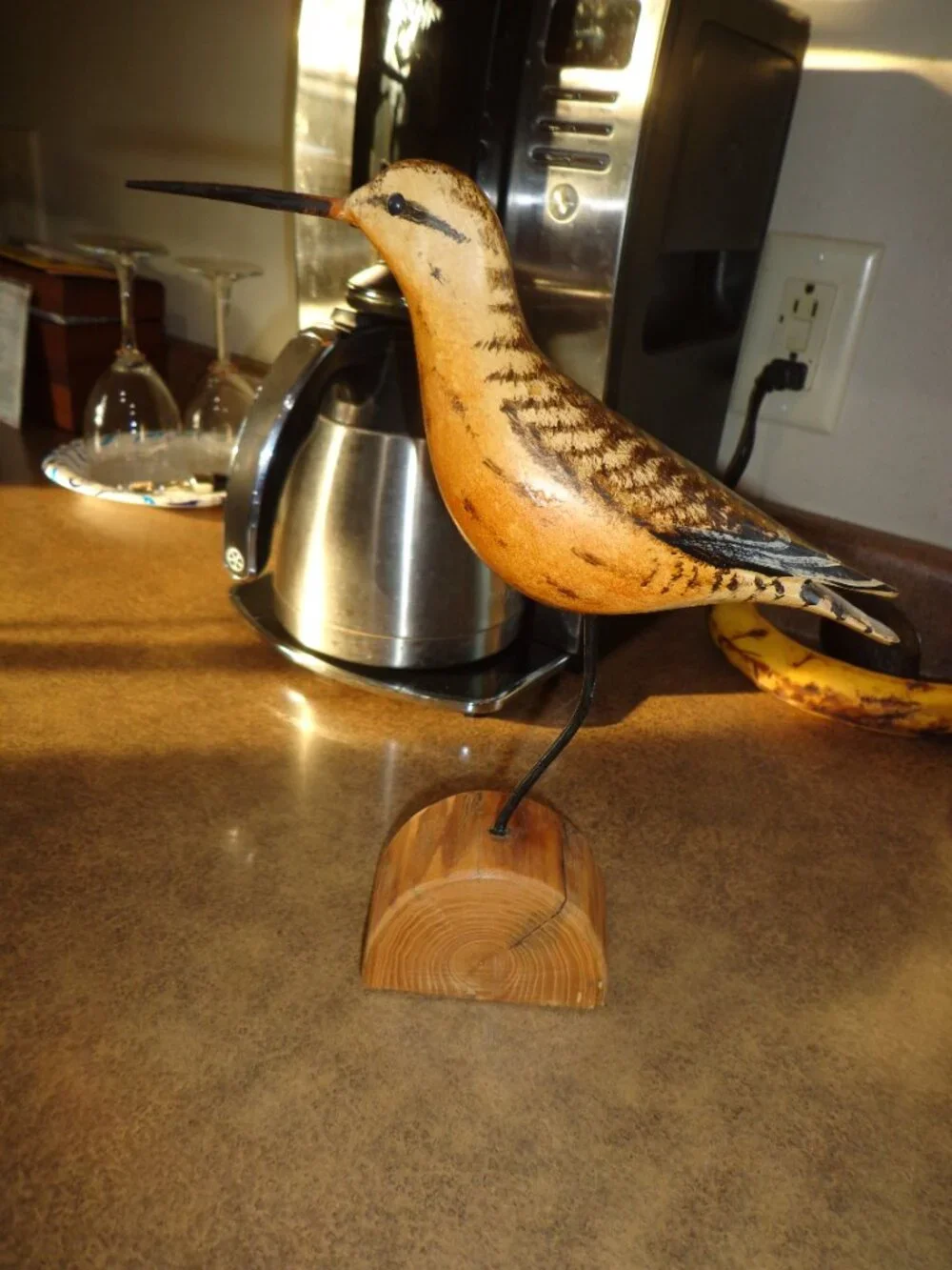 Hand-Carved Long-Billed Curlew Wood Painted by artist: Jim & Pat Slack Signed